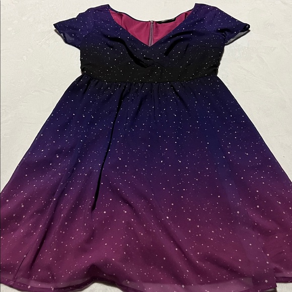 Eshakti Ombre Star Print Georgette Surplice Midi Dress - Picture 5 of 12